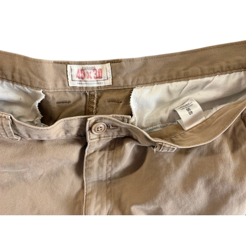 Old Navy Mens Cargo Vintage Pants 40x30 (40x28.5) Khaki Cotton Military Hiking - Picture 4 of 7